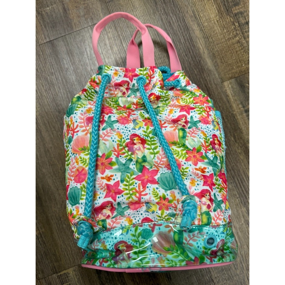 Disney Drawstring Backpack Unisex One Size Multicolor Floral Mesh Pocket - Picture 13 of 16
